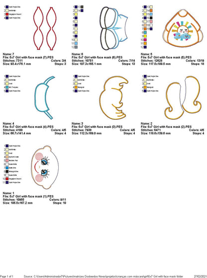 Girl Wearing Face Mask Ornament - ITH Project - Machine Embroidery Design