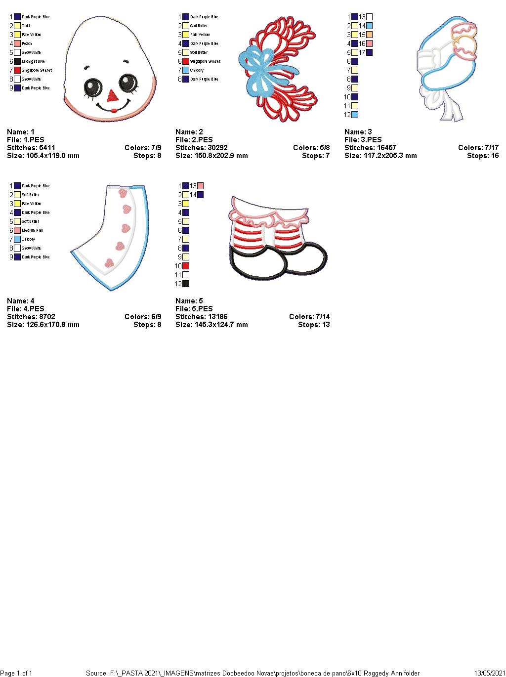 Girl Rag Doll Ornament - ITH Project - Machine Embroidery Design