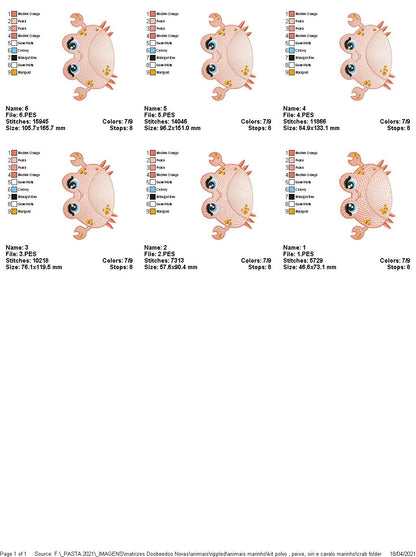 Under the Sea Animals - Set of 4 designs - Rippled - Machine Embroidery Design