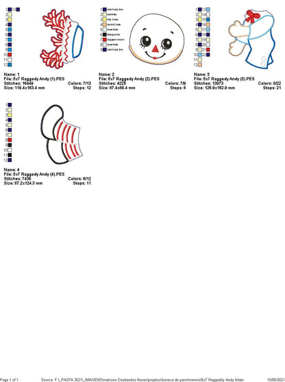 Boy Rag Doll Ornament - ITH Project - Machine Embroidery Design