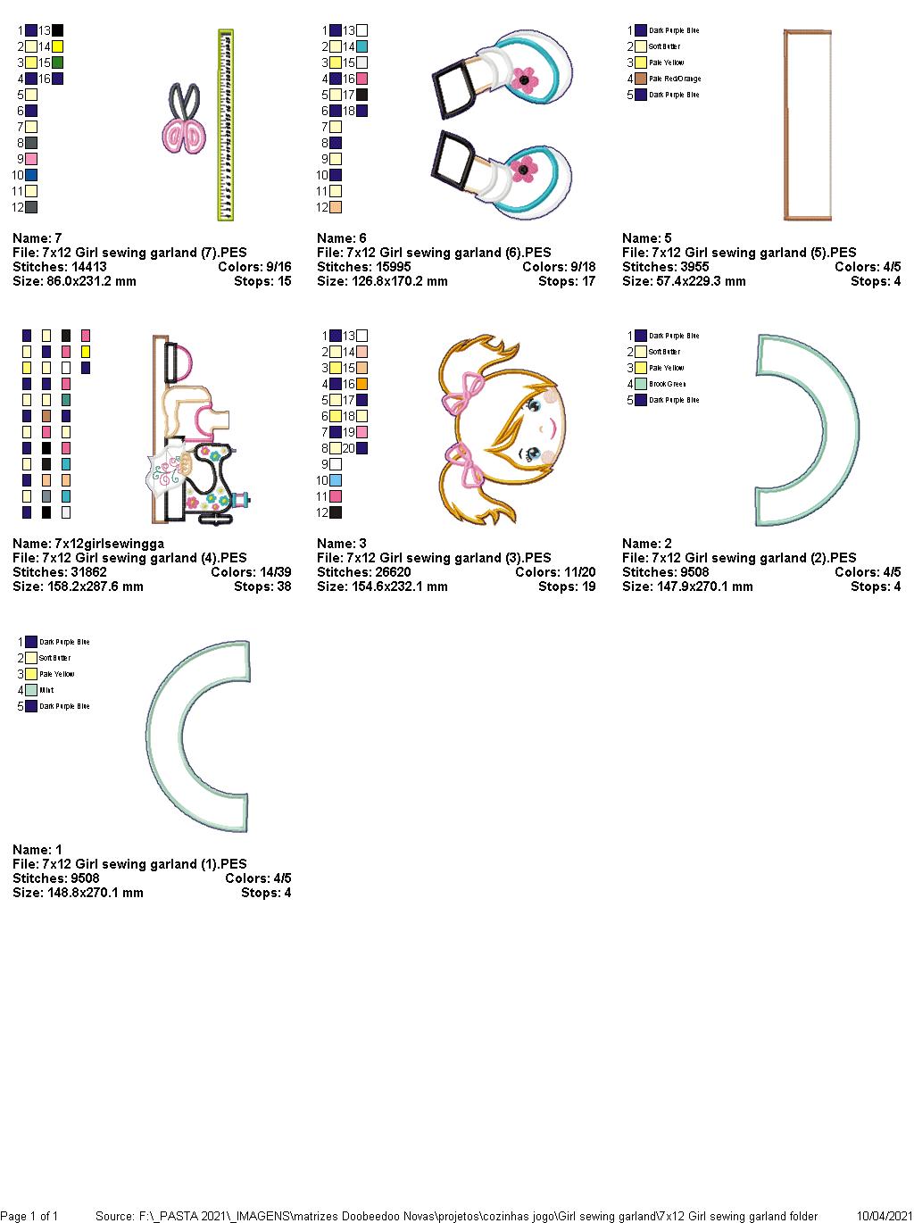Sewing Girl Garland - ITH Project - Machine Embroidery Design