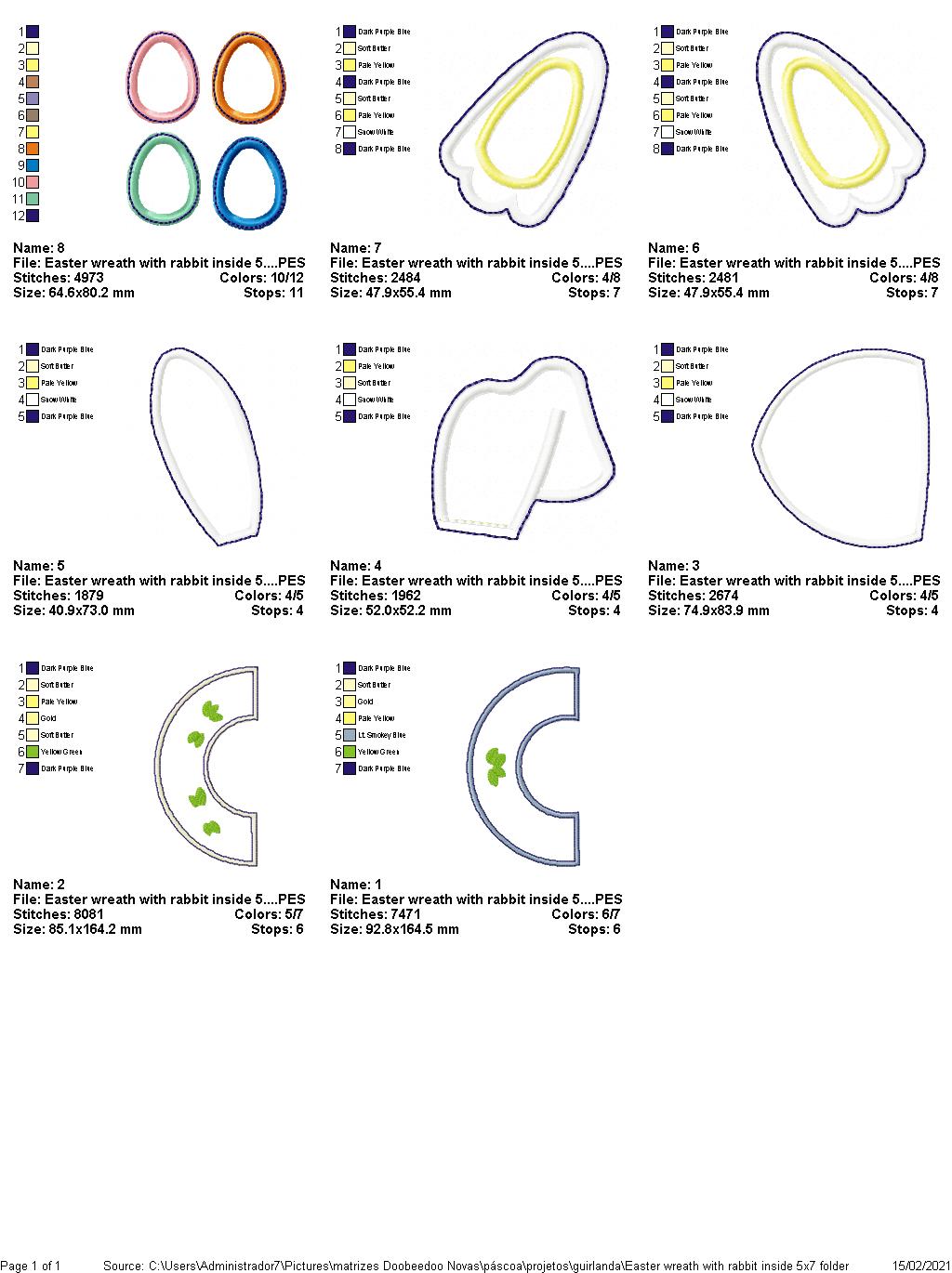 Pompom Easter Bunny Butt Wreath - ITH Project - Machine Embroidery Design