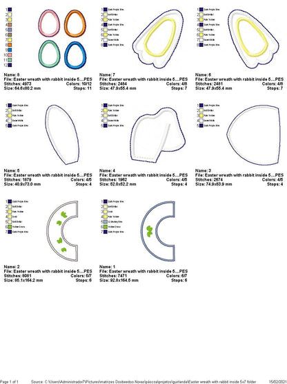 Pompom Easter Bunny Butt Wreath - ITH Project - Machine Embroidery Design