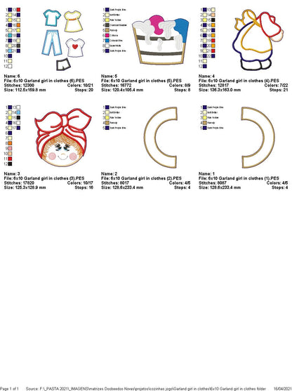 Laundry Girl Wreath - ITH Project - Machine Embroidery Design