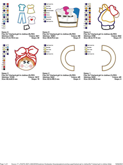 Laundry Girl Wreath - ITH Project - Machine Embroidery Design