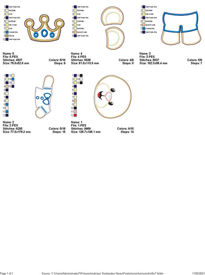 Prince and Princess Teddy Bear Vase Ornament - ITH Project - Machine Embroidery Design