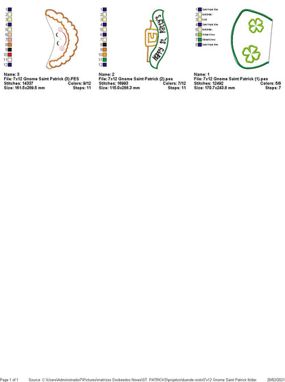 Saint Patrick's Gnome Face Ornament - ITH Project - Machine Embroidery Design