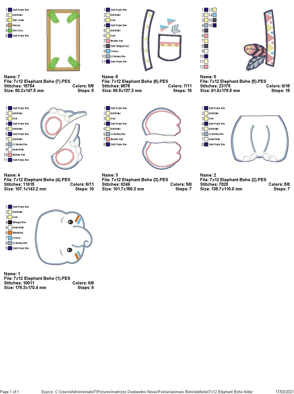 Elephant Boho Ornament - ITH Project - Machine Embroidery Design