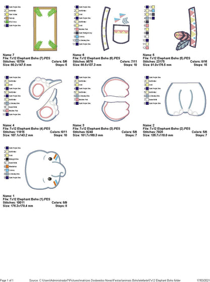 Elephant Boho Ornament - ITH Project - Machine Embroidery Design