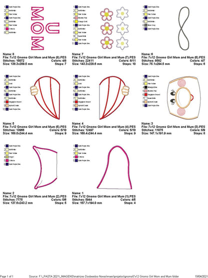 Gnome Girl with Braids  MOM/MUM - ITH Project - Machine Embroidery Design