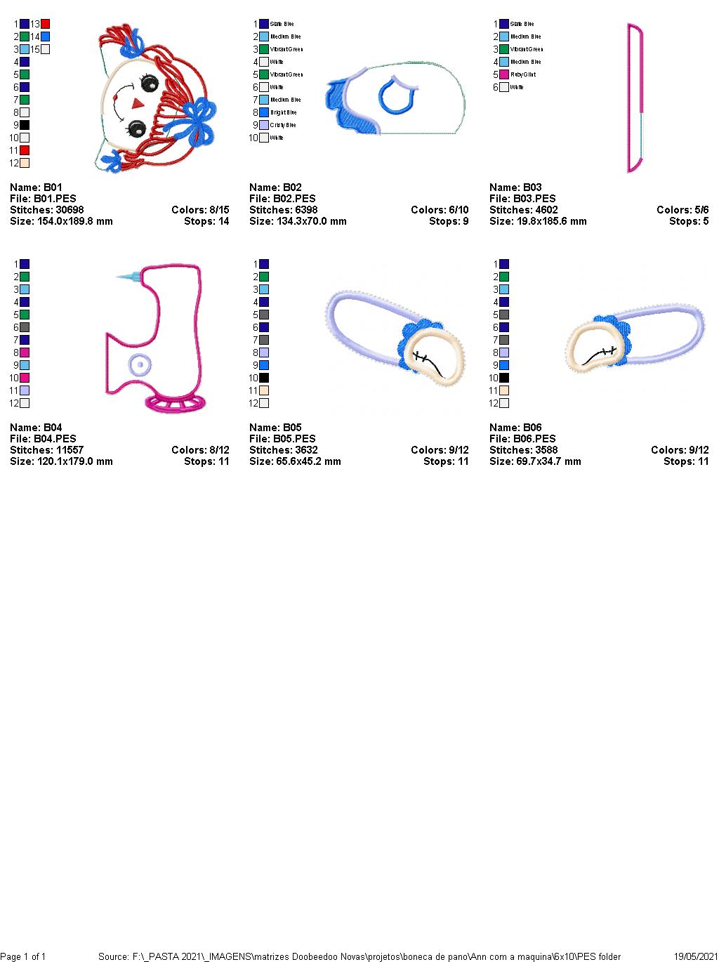 Rag Doll With Sewing Machine Ornament - ITH Project - Machine Embroidery Design