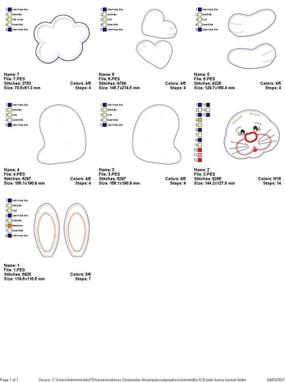 Easter Bunny Basket - ITH Project - Machine Embroidery Design