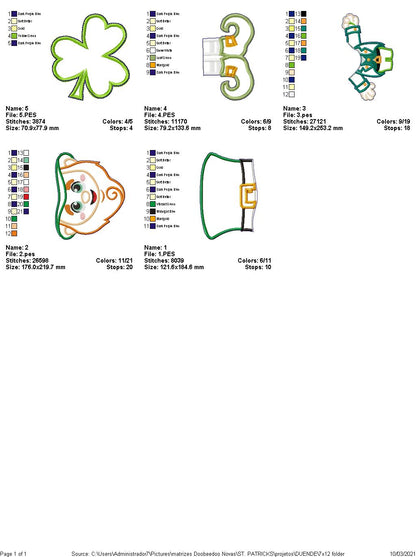 Saint Patrick's Leprechaun Ornament - ITH Project - Machine Embroidery Design