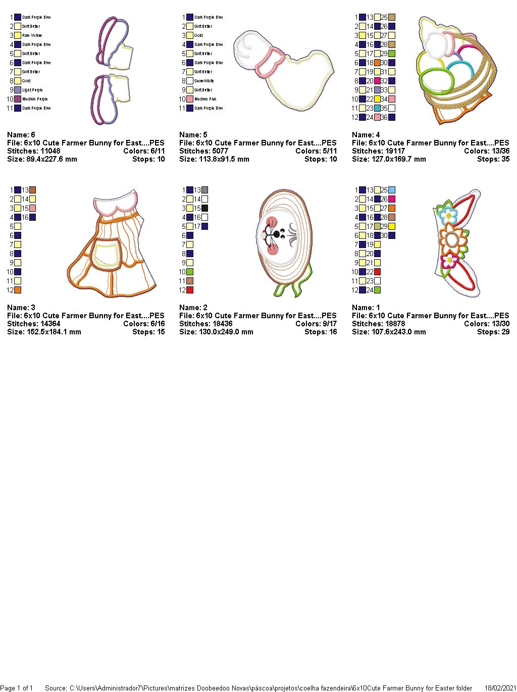 Farmer Bunny Girl Vase Ornament - ITH Project - Machine Embroidery Design