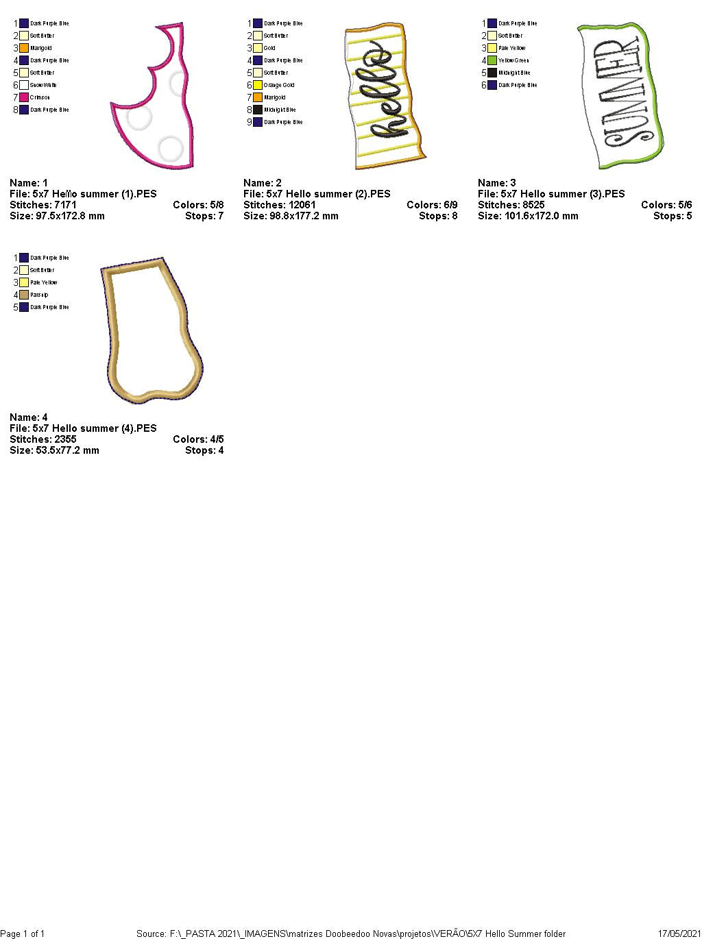 Hello Summer Ice Cream Ornament - ITH Project - Machine Embroidery Design