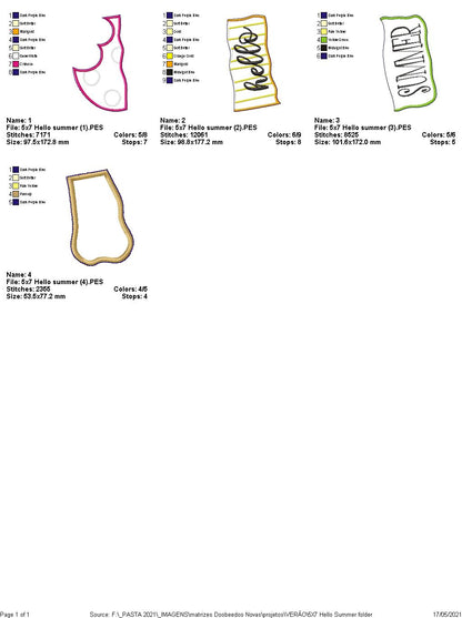 Hello Summer Ice Cream Ornament - ITH Project - Machine Embroidery Design