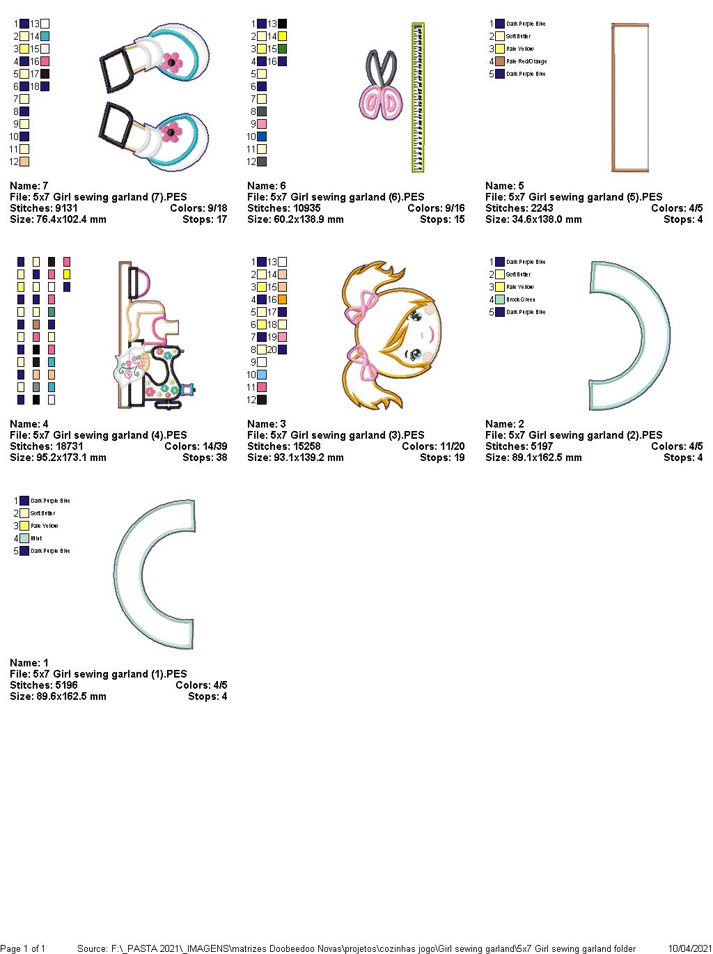Sewing Girl Garland - ITH Project - Machine Embroidery Design
