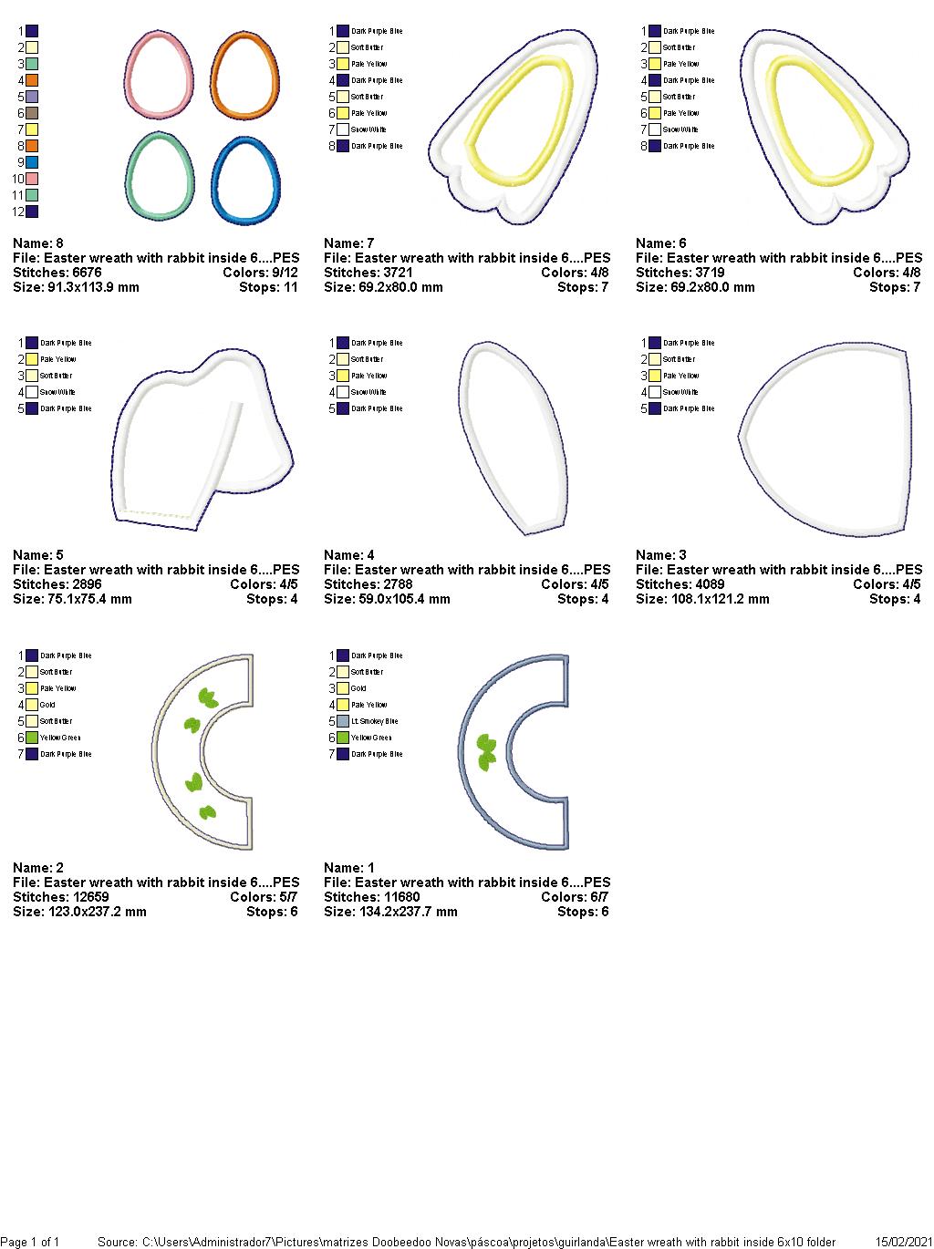 Pompom Easter Bunny Butt Wreath - ITH Project - Machine Embroidery Design