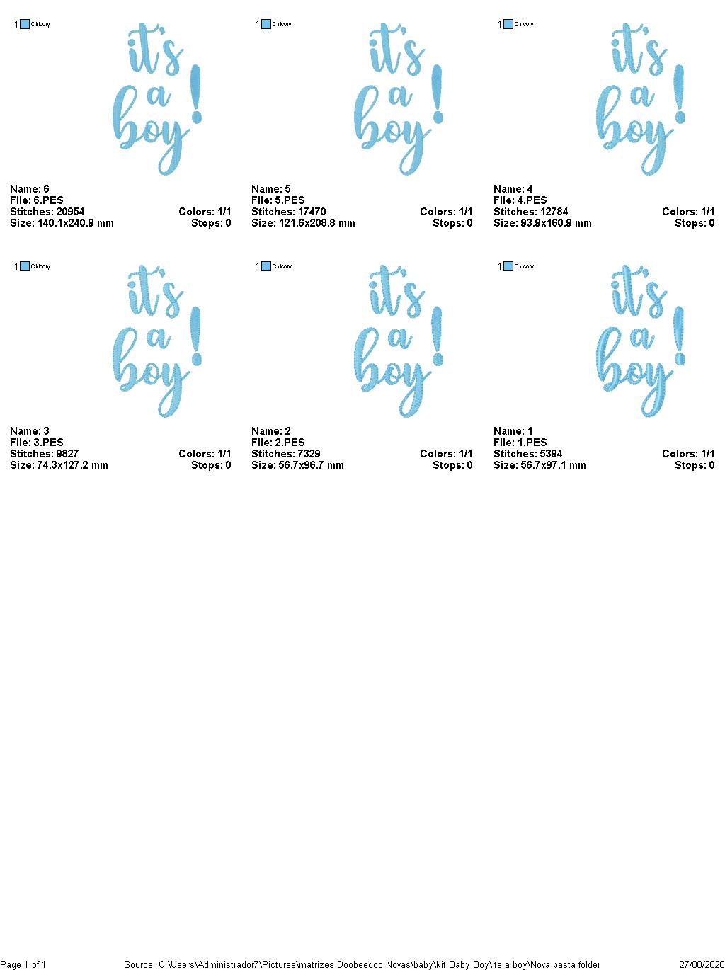 It's a boy - 7 designs 6 Sizes - Machine Embroidery Designs