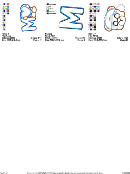 Mom Teddy Bear Boy Vase Ornament - ITH Project - Machine Embroidery Design