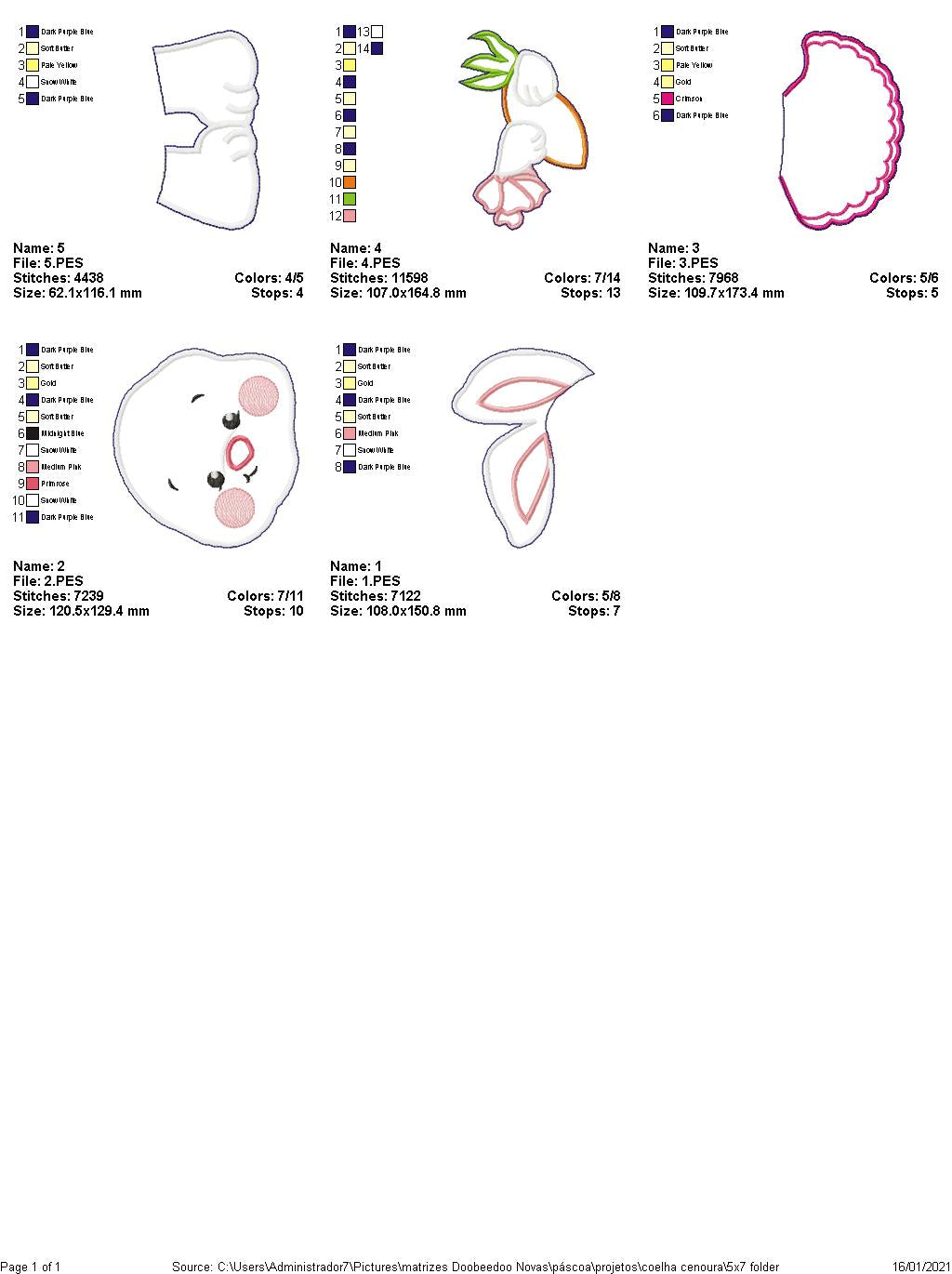 Easter Bunny Girl with Carrot Vase Ornament - ITH Project - Machine Embroidery Design