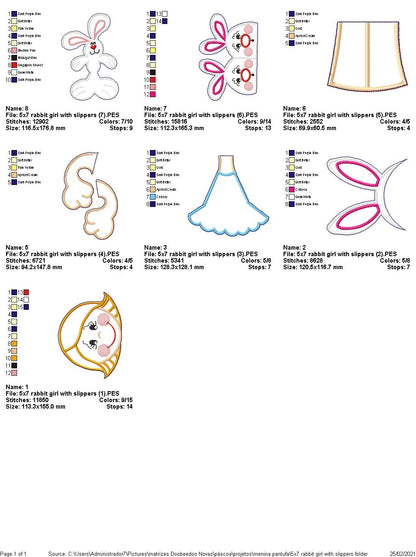 Easter Girl with Bunny Shoe Vase Ornament - ITH Project - Machine Embroidery Design