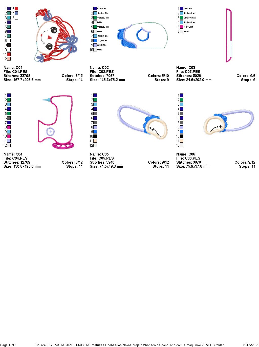 Rag Doll With Sewing Machine Ornament - ITH Project - Machine Embroidery Design