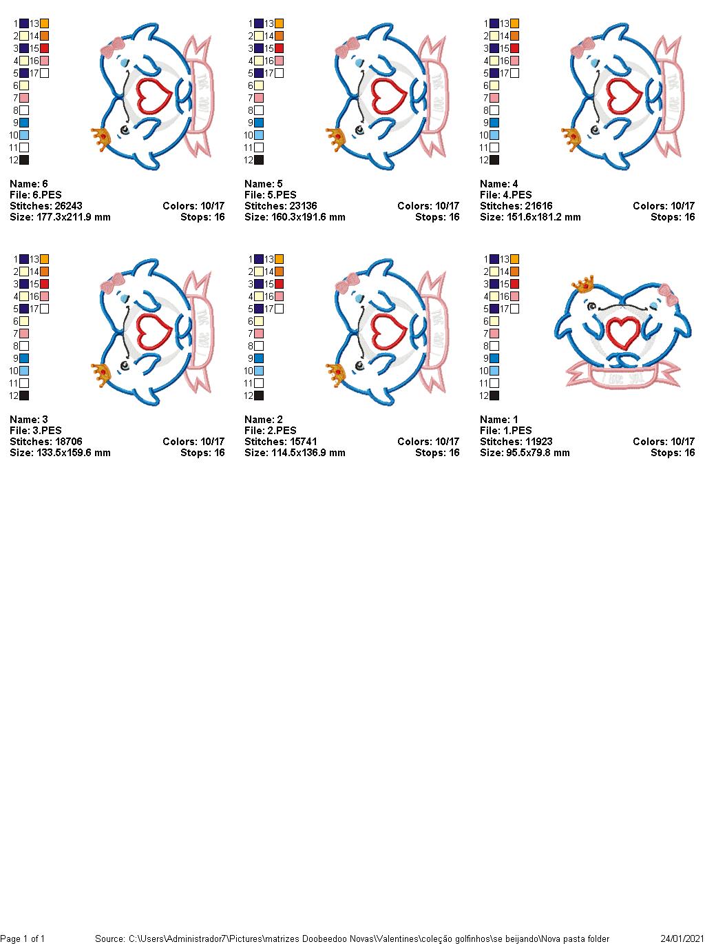 Dolphins in Love Collection - Applique - 3 Designs -  Machine Embroidery Designs