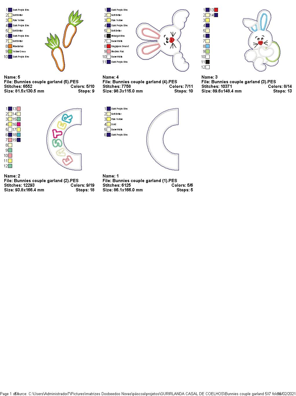 Easter Bunnies Wreath - ITH Project - Machine Embroidery Design