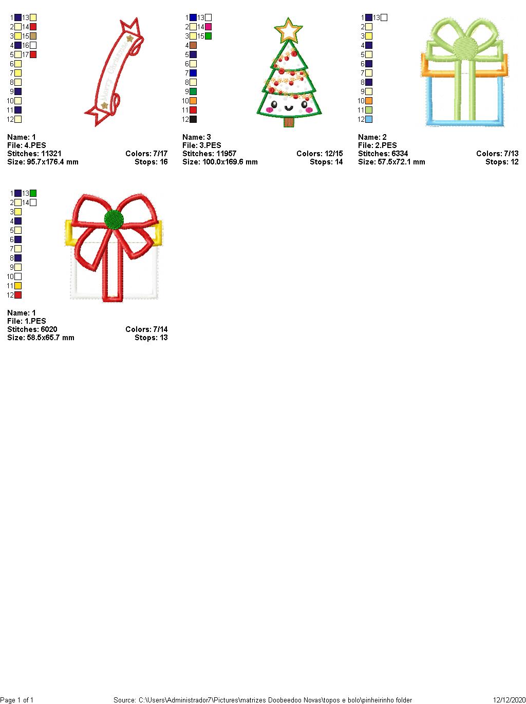 Christmas Tree and Gifts Cake Topper - ITH Project - Machine Embroidery Design