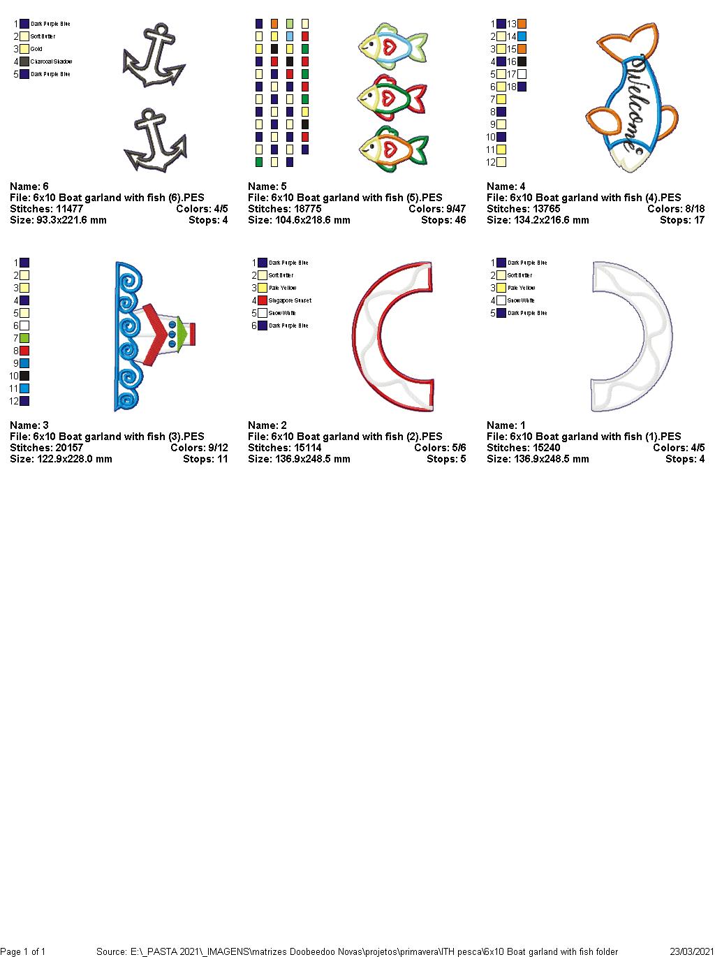 Nautical Boat and Fish Wreath - ITH Project - Machine Embroidery Design