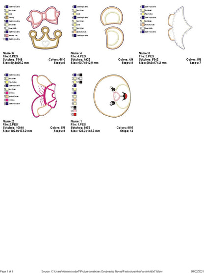 Prince and Princess Teddy Bear Vase Ornament - ITH Project - Machine Embroidery Design