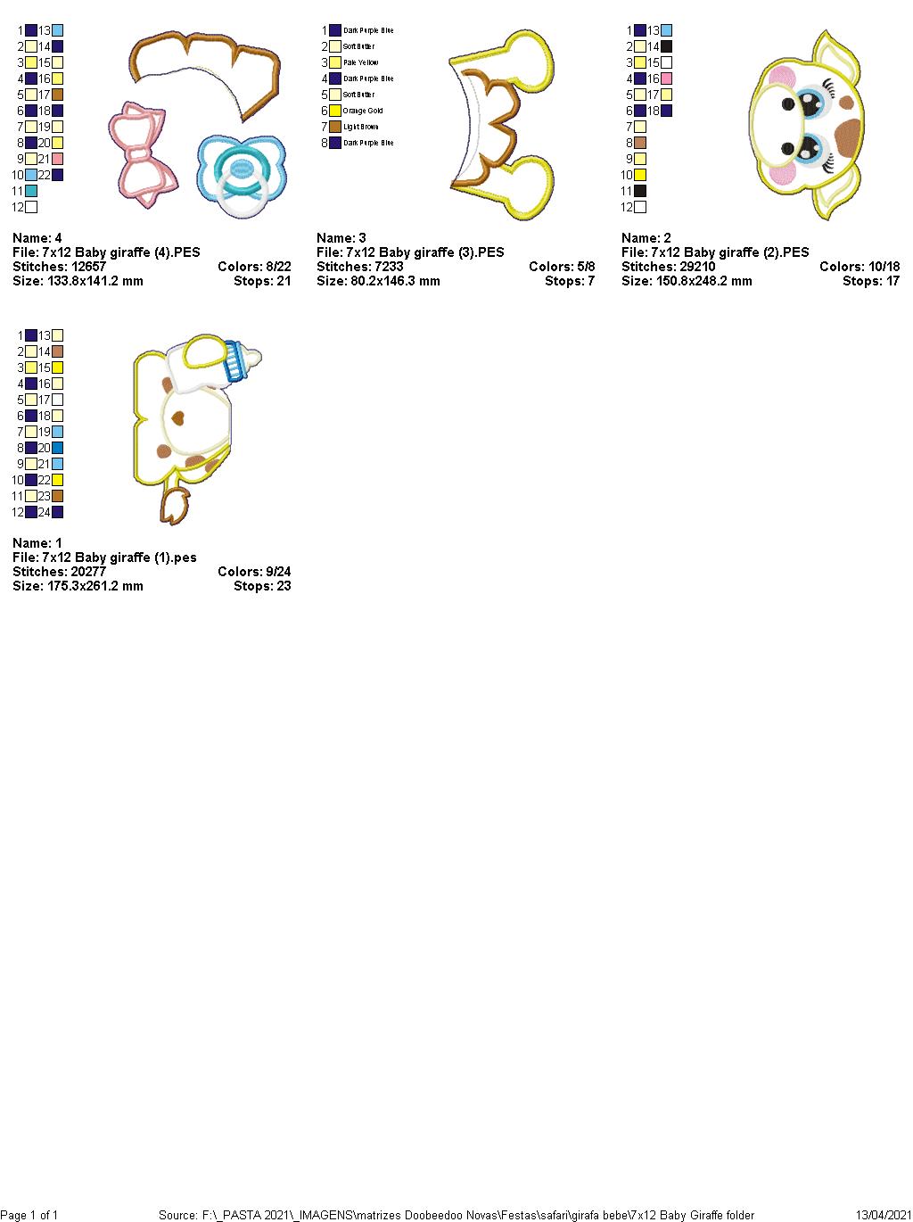 Baby Giraffe Boy and Girl Ornament - ITH Project - Machine Embroidery Design