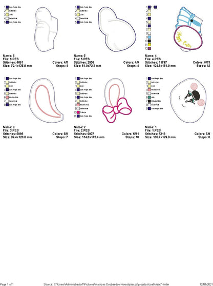 Easter Bunny Boy and Girl Door Ornament - ITH Project - Machine Embroidery Design