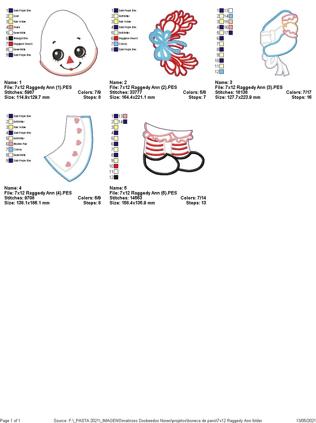 Girl Rag Doll Ornament - ITH Project - Machine Embroidery Design