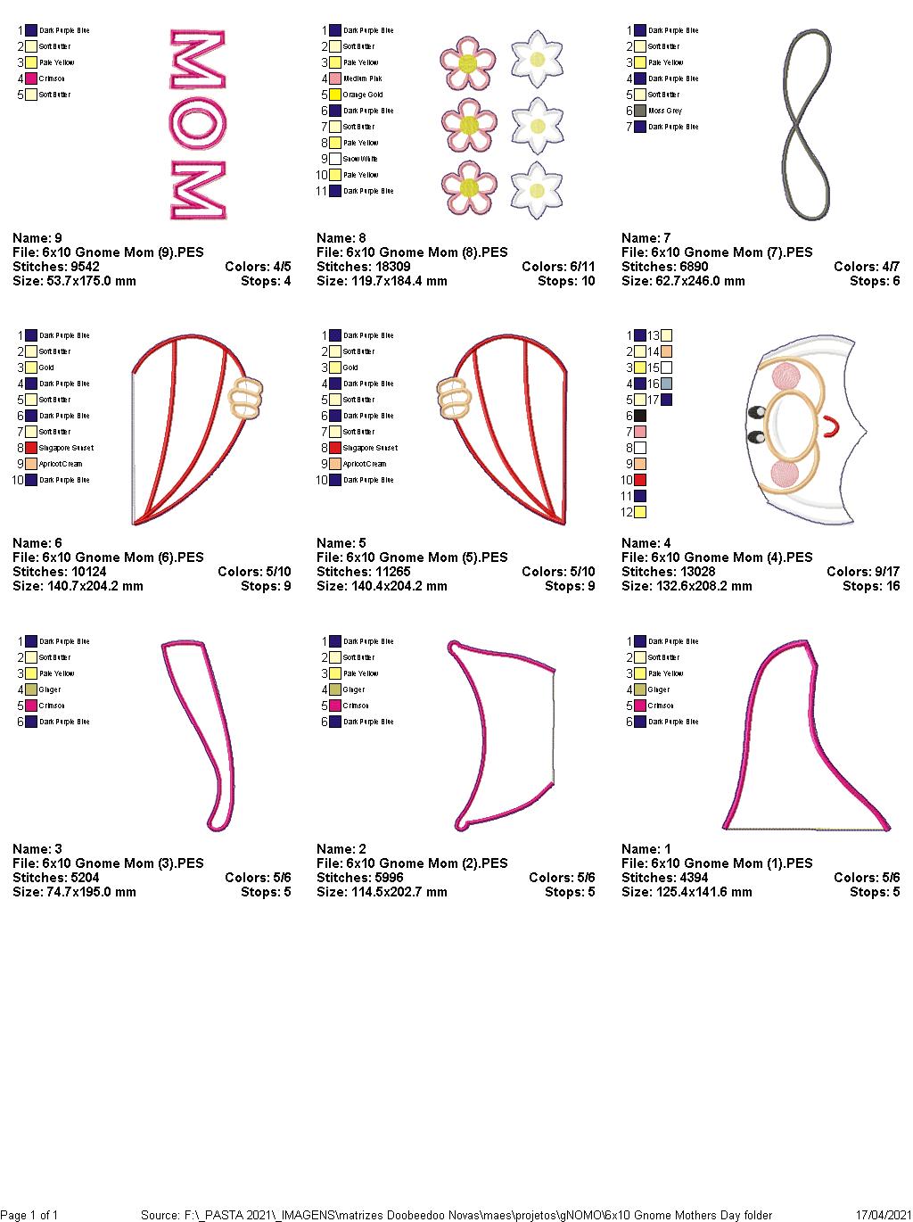 Gnome with Braided Mustache MOM/MUM - ITH Project - Machine Embroidery Design