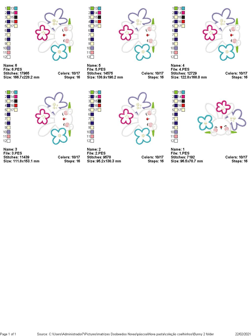 Trio of cute bunnies for Easter - 6 Sizes and 3 Designs -  Applique