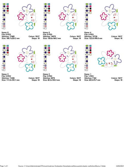 Trio of cute bunnies for Easter - 6 Sizes and 3 Designs -  Applique