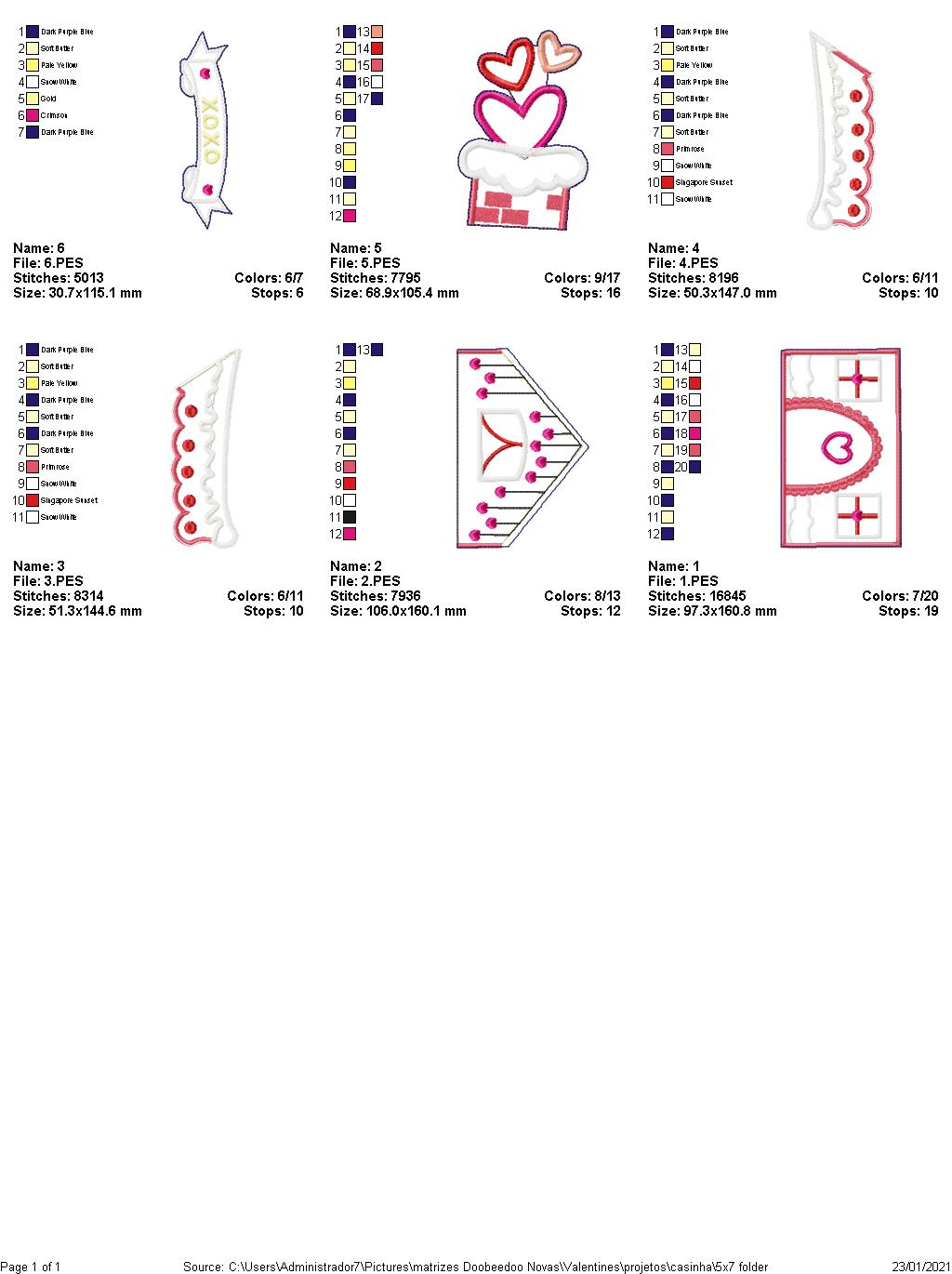 Valentines House with Hearts Door Ornament - ITH Project - Machine Embroidery Design