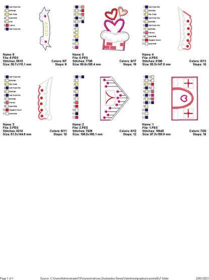 Valentines House with Hearts Door Ornament - ITH Project - Machine Embroidery Design