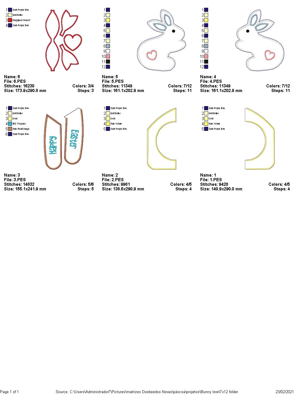 Happy Easter Bunnies in Love Door Ornament - ITH Project - Machine Embroidery Design