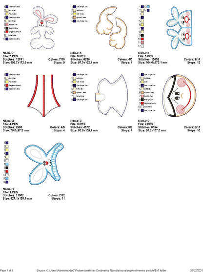 Easter Pajama Boy Vase Ornament - ITH Project - Machine Embroidery Design