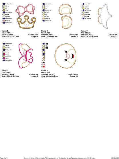 Prince and Princess Teddy Bear Vase Ornament - ITH Project - Machine Embroidery Design