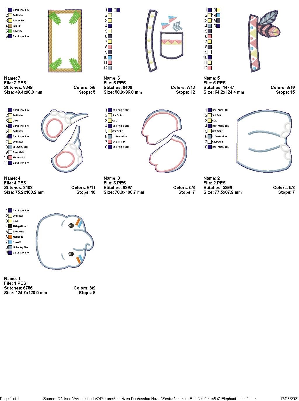 Elephant Boho Ornament - ITH Project - Machine Embroidery Design