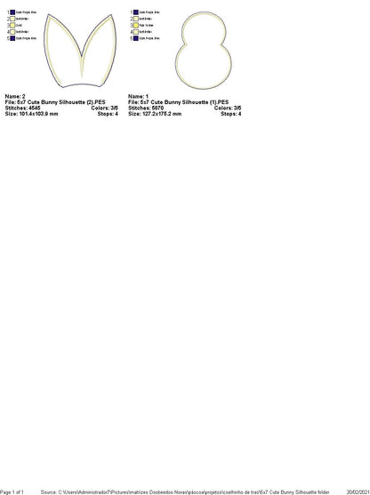 Cute Easter Bunny Silhouette Door Ornament - ITH Project - Machine Embroidery Design