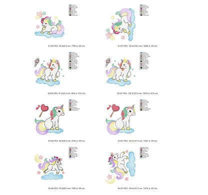 Magical Unicorn Pack - Fill Stitch - Machine Embroidery Design