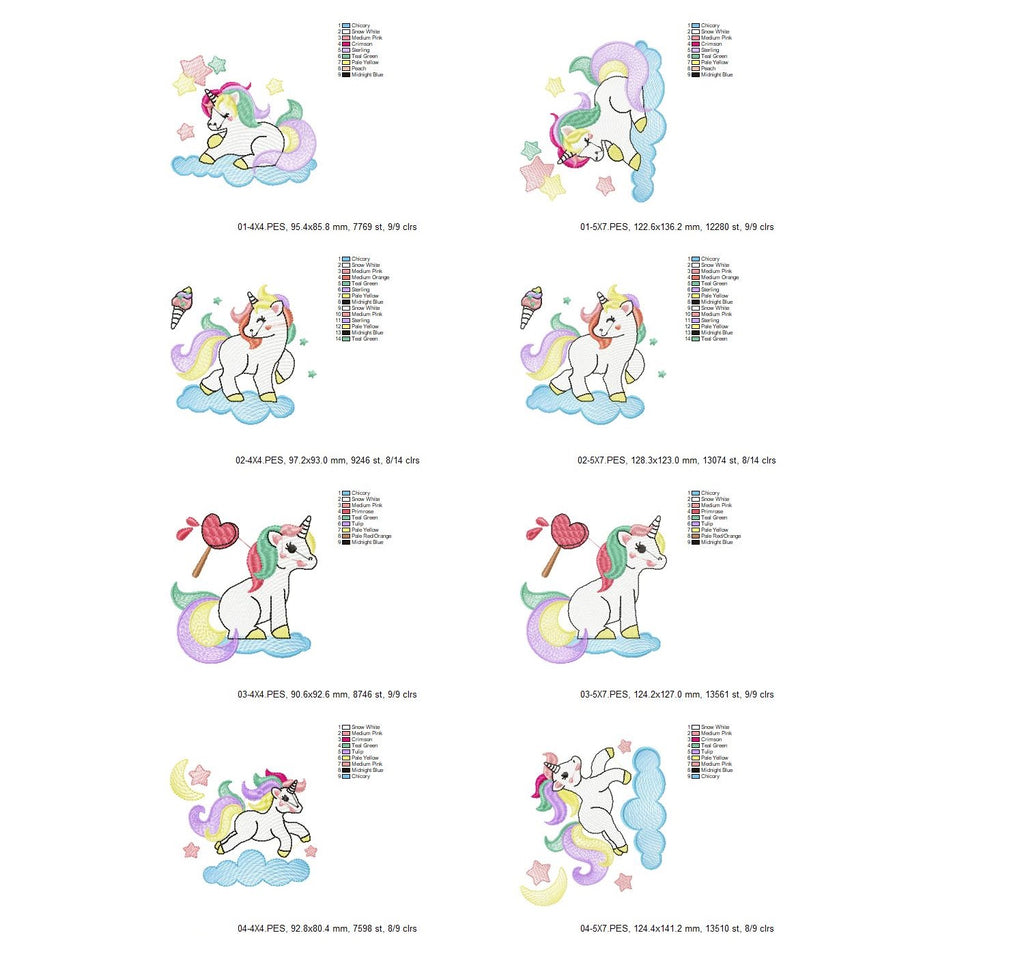 Magical Unicorn Pack - Fill Stitch - Machine Embroidery Design