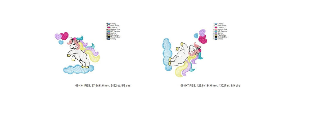Magical Unicorn Pack - Fill Stitch - Machine Embroidery Design