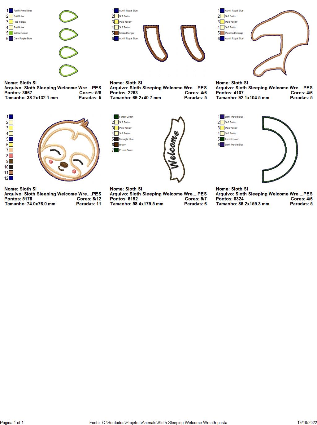 Sloth Sleeping Welcome Wreath - ITH Project - Machine Embroidery Design