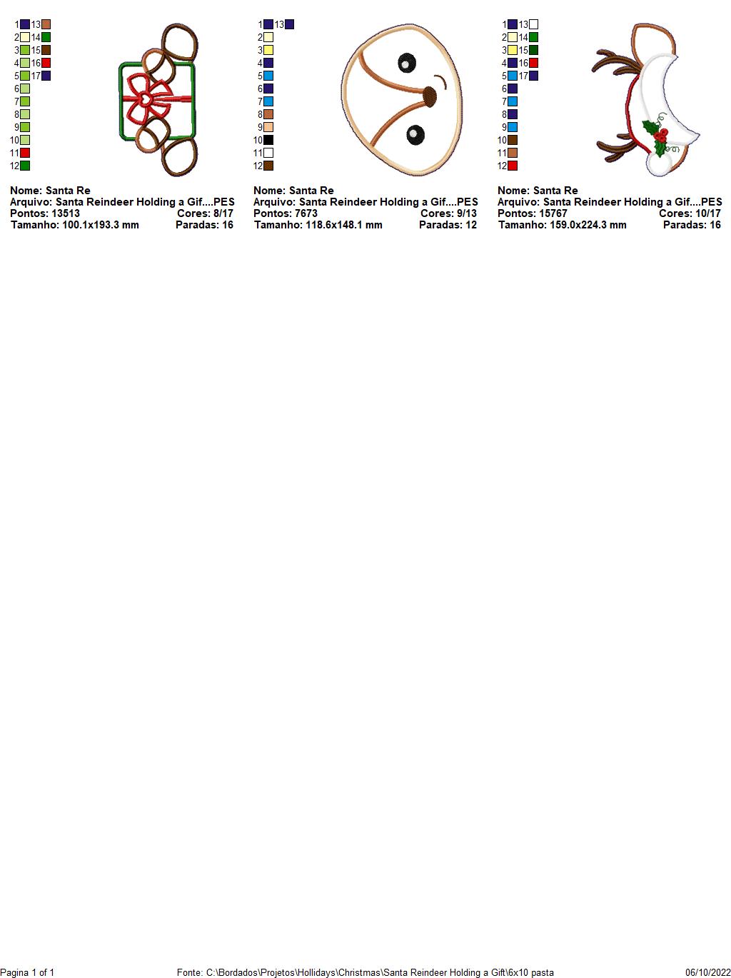 Christmas Reindeer Holding a Gift - ITH Project - Machine Embroidery Design